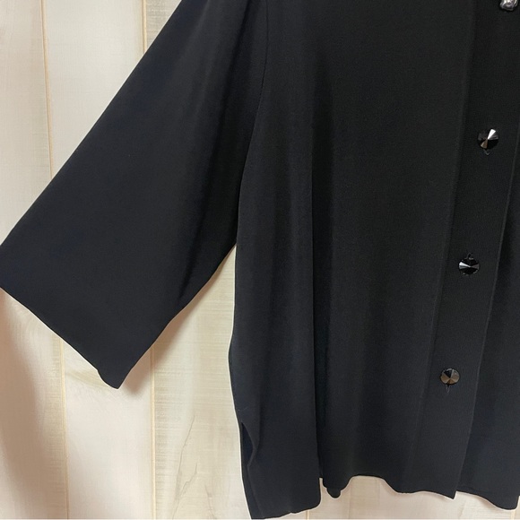 Exclusively Misook Black Button Down 3/4 Sleeve knit Top Sz XL - Picture 6 of 7